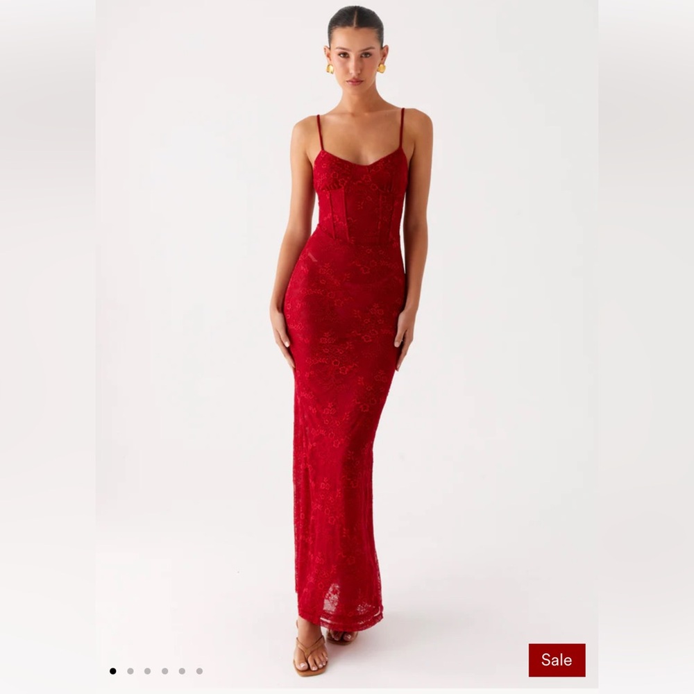 Rosa Corset Maxi Dress - Red